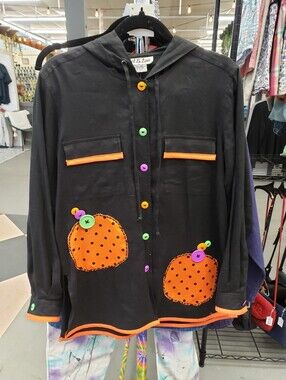 Upcycled Vintage 1990s Linen Halloween Fall Autumn Jacket